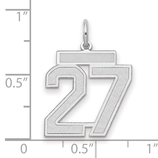 14kt White Gold Medium Satin Number 27 Charm