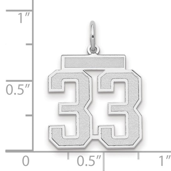14kt White Gold Medium Satin Number 33 Charm