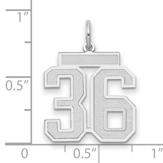 14kt White Gold Medium Satin Number 36 Charm