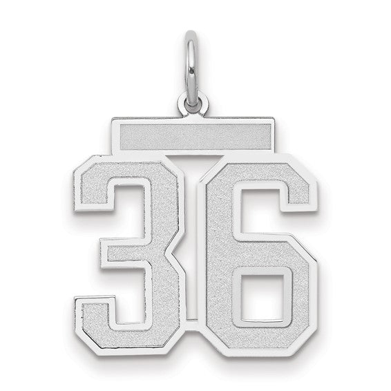14kt White Gold Medium Satin Number 36 Charm