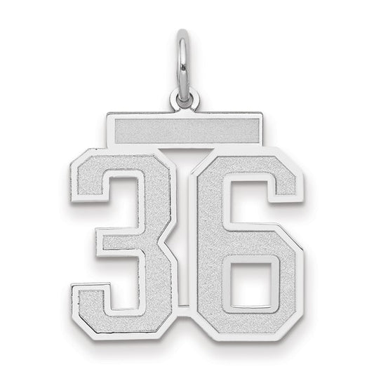 14kt White Gold Medium Satin Number 36 Charm