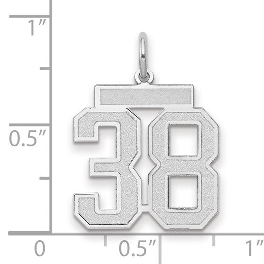 14kt White Gold Medium Satin Number 38 Charm