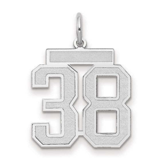14kt White Gold Medium Satin Number 38 Charm