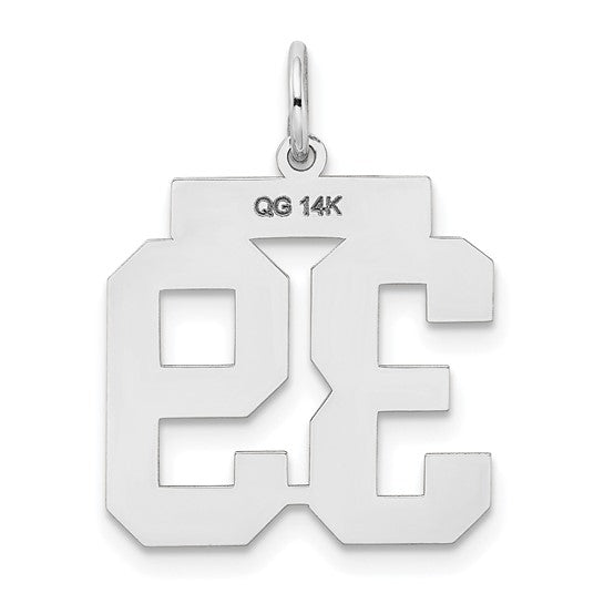 14kt White Gold Medium Satin Number 39 Charm