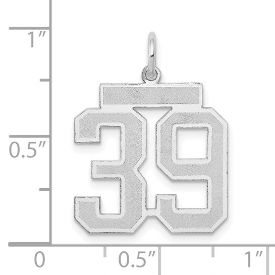 14kt White Gold Medium Satin Number 39 Charm