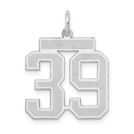 14kt White Gold Medium Satin Number 39 Charm