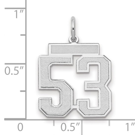 14kt White Gold Medium Satin Number 53 Charm