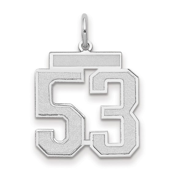 14kt White Gold Medium Satin Number 53 Charm