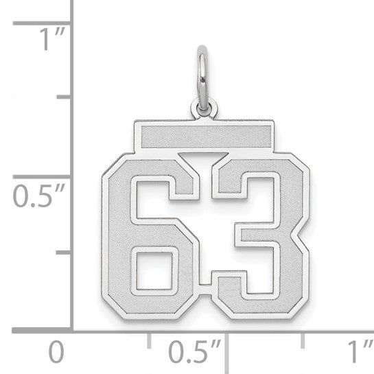 14kt white gold Medium Satin Number 63 Charm