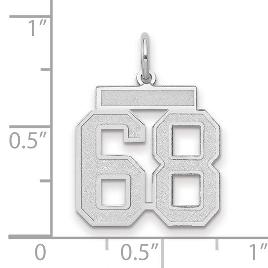 14kt white gold Medium Satin Number 68 Charm