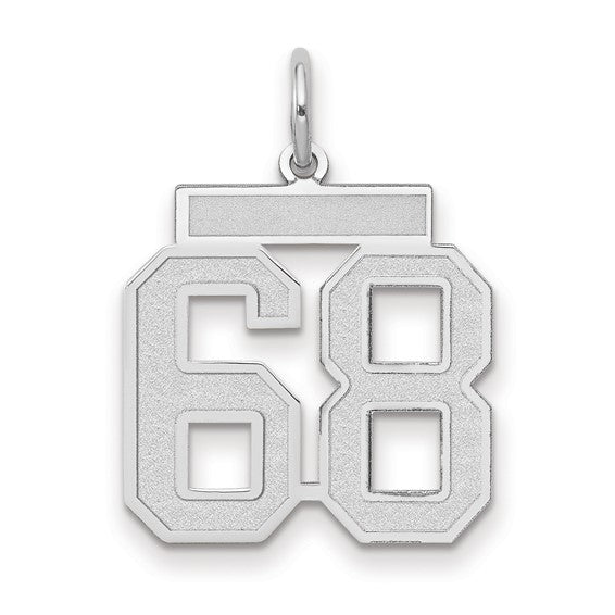 14kt white gold Medium Satin Number 68 Charm