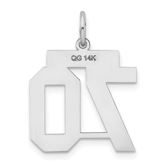 14kt White Gold Medium Satin Number 70 Charm