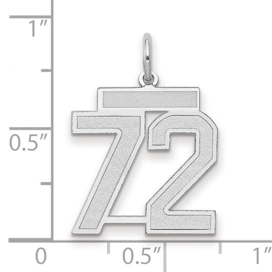 14kt White Gold Medium Satin Number 72 Charm