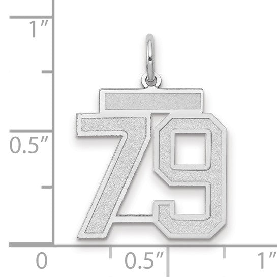 14kt White Gold Medium Satin Number 79 Charm