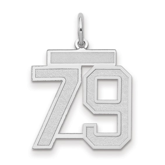 14kt White Gold Medium Satin Number 79 Charm