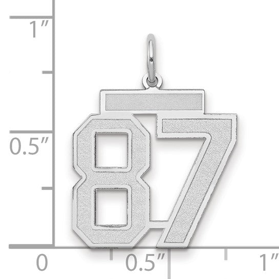 14kt White Gold Medium Satin Number 87 Charm