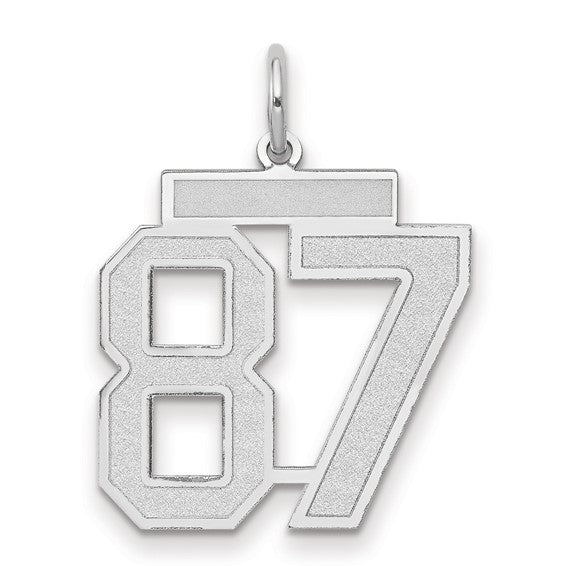 14kt White Gold Medium Satin Number 87 Charm
