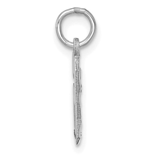 14kt White Gold Small Brushed Diamond-cut Number 6 Charm