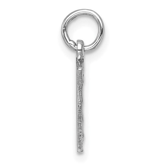14kt White Gold Small Brushed Diamond-cut Number 7 Charm