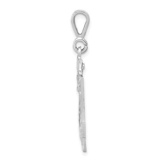 14kt White Gold Small Brushed  Diamond-cut Number 24 Charm