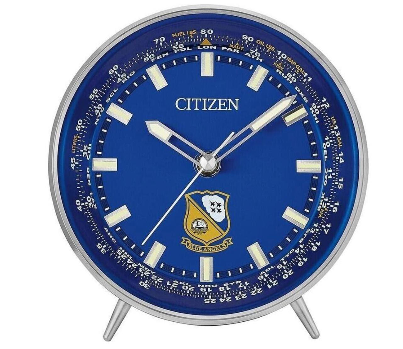 Citizen Illuminated Desk Shelf Table Top Blue Angels Alarm Clock