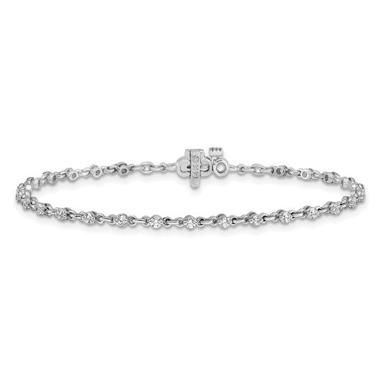 14kt White Gold 2mm Round Diamond Bracelet