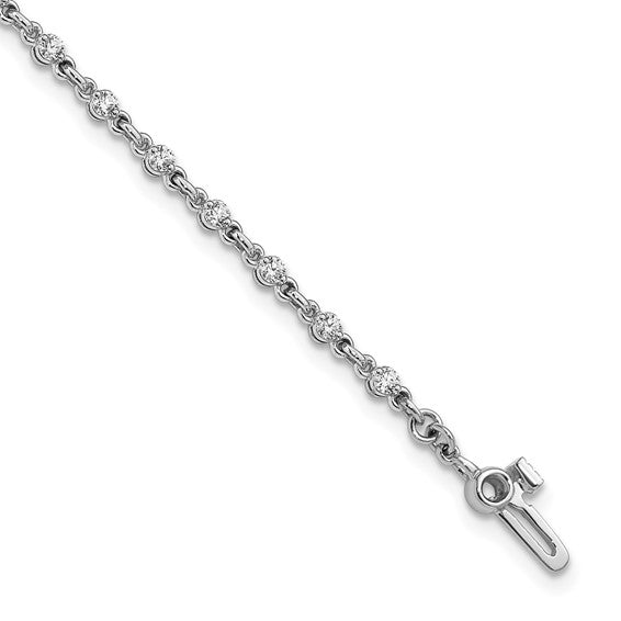 14kt White Gold 2mm Round Diamond Bracelet
