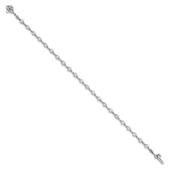 14kt White Gold 3mm Round Diamond Bracelet