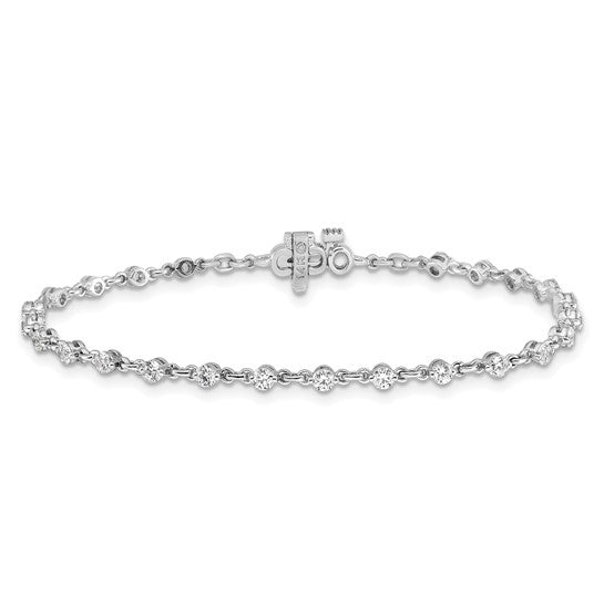 14kt White Gold 3mm Round Diamond Bracelet