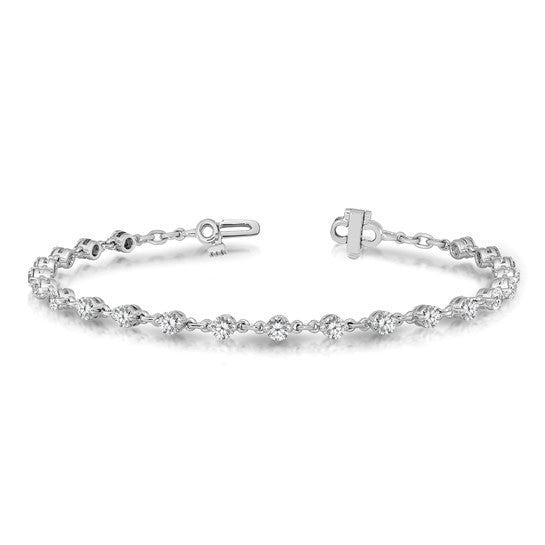 14kt White Gold 3mm Round Diamond Bracelet