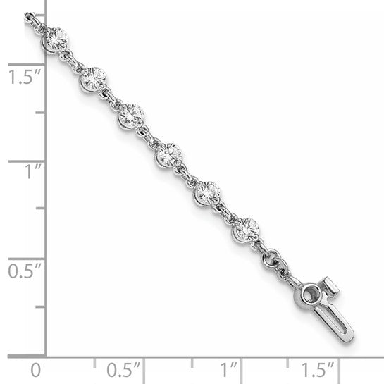 14kt White Gold 3mm Round Diamond Bracelet