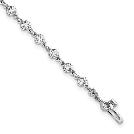 14kt White Gold 3mm Round Diamond Bracelet