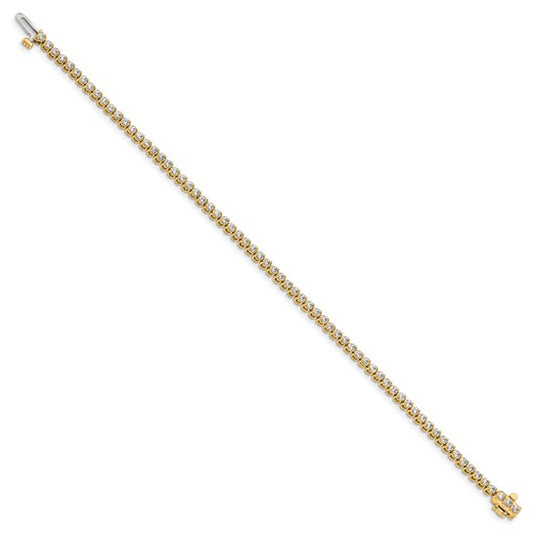 14kt Yellow Gold Complete1.9 carat Round A Diamond 2-prong 7 inch Tennis Bracelet