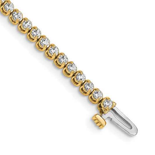 14kt Yellow Gold Complete1.9 carat Round AA Diamond 2-prong 7 inch Tennis Bracelet