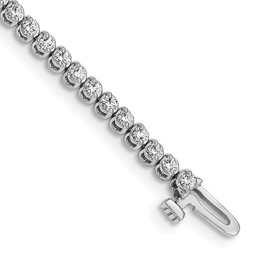 14kt White Gold Complete1.9 carat Round AA Diamond 2-prong 7 inch Tennis Bracelet