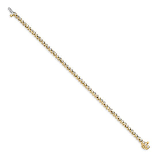 14kt Yellow Gold Complete 2.9 carat Round AAA Diamond 2-prong 7 inch Tennis Bracelet