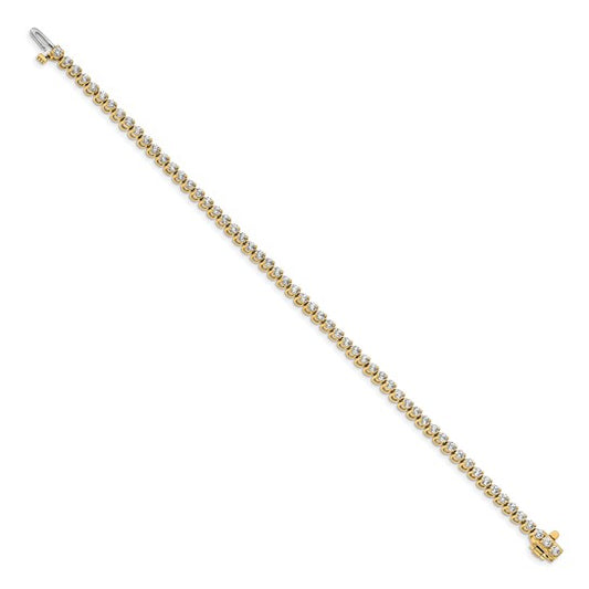 14kt Yellow Gold Complete 2.9 carat Round AA Diamond 2-prong 7 inch Tennis Bracelet