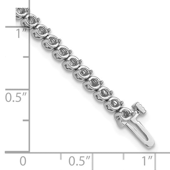 14kt White Gold Holds 2.9 carat 58-2.3mm Round Diamond 2-prong 7 inch Tennis Bracelet Mounting