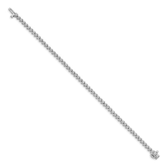 14kt White Gold Complete 2.9 carat Round VS Diamond 2-prong 7 inch Tennis Bracelet