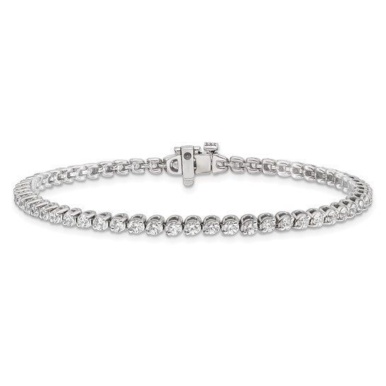 14kt White Gold Complete 2.9 carat Round AA Diamond 2-prong 7 inch Tennis Bracelet