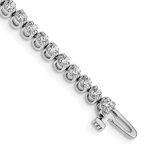 14kt White Gold Complete 2.9 carat Round A Diamond 2-prong 7 inch Tennis Bracelet