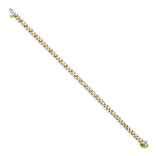 14kt Yellow Gold Complete 4.18 carat Round A Diamond 2-prong 7 inch Tennis Bracelet