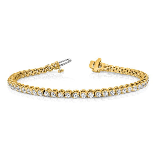 14kt Yellow Gold Complete 4.18 carat Round A Diamond 2-prong 7 inch Tennis Bracelet