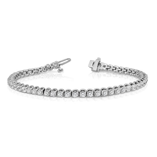 14kt White Gold Complete 4.18 carat Round AA Diamond 2-prong 7 inch Tennis Bracelet