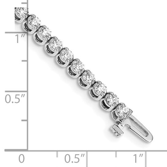 14kt White Gold Complete 4.18 carat Round AA Diamond 2-prong 7 inch Tennis Bracelet