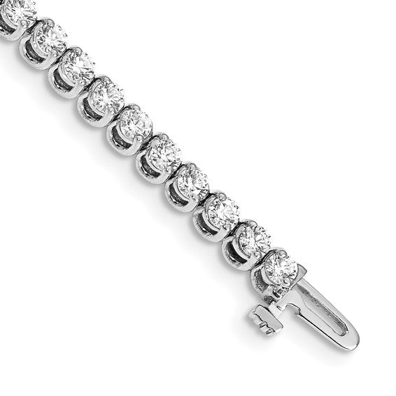 14kt White Gold Complete 4.18 carat Round AA Diamond 2-prong 7 inch Tennis Bracelet