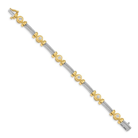 14kt Two-tone AAA Diamond Fancy Bracelet