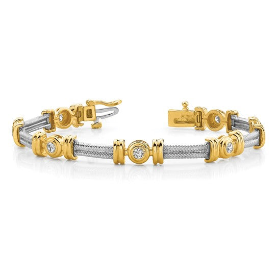14kt Two-tone AAA Diamond Fancy Bracelet