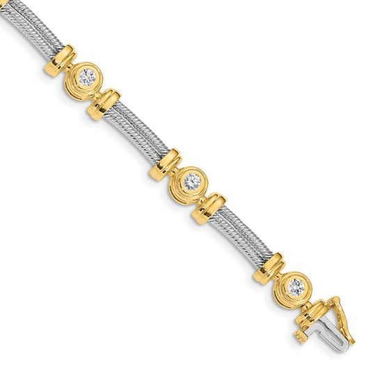 14kt Two-tone AAA Diamond Fancy Bracelet