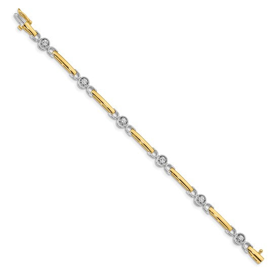 14kt Two-tone A Diamond Fancy Tennis Bracelet